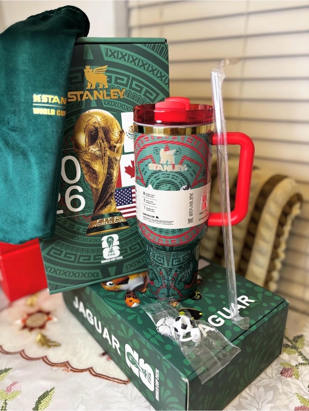 Stanley Mexico Green & Red World Cup Insulated Travel Mug with Handle